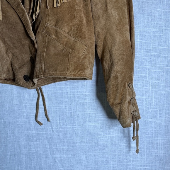 Winlet Tan Suede Fringe Leather Jacket - Picture 3 of 8